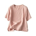 thumbnail image 1 of Fengactive Womens Short Sleeve Crew Neck Loose Fitting Boho Tops Summer Plain Lightweight Tshirts, 1 of 9