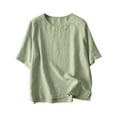 thumbnail image 1 of Fengactive Womens Short Sleeve Crew Neck Loose Fitting Boho Tops Summer Plain Lightweight Tshirts, 1 of 9