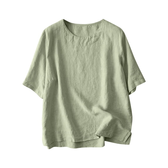 Fengactive Womens Short Sleeve Crew Neck Loose Fitting Boho Tops Summer Plain Lightweight Tshirts