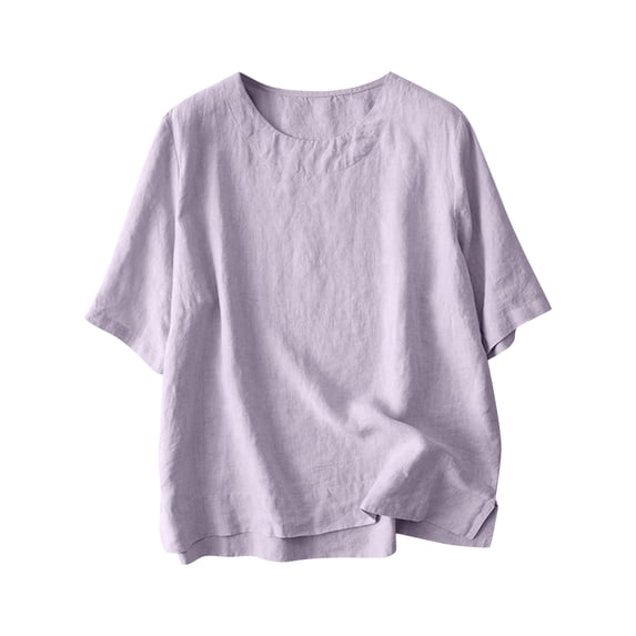 Fengactive Womens Short Sleeve Crew Neck Loose Fitting Boho Tops Summer Plain Lightweight Tshirts