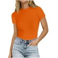 thumbnail image 1 of Fengactive Womens Short Sleeve T Shirts Summer Crop Tops Basic Slim Fit Gym Workout Clothes, 1 of 6