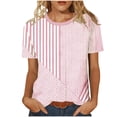 thumbnail image 1 of Fengactive Womens Short Sleeves Crew Neck T Shirts Striped Printed Basic TeeS Casual Vacation Tunic Tops, 1 of 7