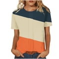 thumbnail image 1 of Fengactive Womens Short Sleeves Crew Neck T Shirts Striped Printed Basic TeeS Casual Vacation Tunic Tops, 1 of 6