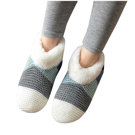Fengactive Womens Slipper Socks Colorblock Thick Sherpa Lined Warm Winter Home Socks