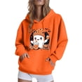 thumbnail image 1 of QINGFSAP Womens Spooky Halloween Hoodie Drawstring Long Sleeve Pullover Top Kangaroo Pocket Gothic Ghost Print Loose, 1 of 5