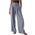 thumbnail image 1 of Fengactive Womens Striped Gingham Wide Pants 2025 Elastic Waist Lounge Pants Cute Comfy Bottoms with Pockets Fall Y2K Outfits, 1 of 6
