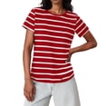 thumbnail image 1 of Fengactive Womens Striped Short Sleeve Crewneck T-Shirts Summer Tops Casual Loose Basic Tee Blouses, 1 of 9