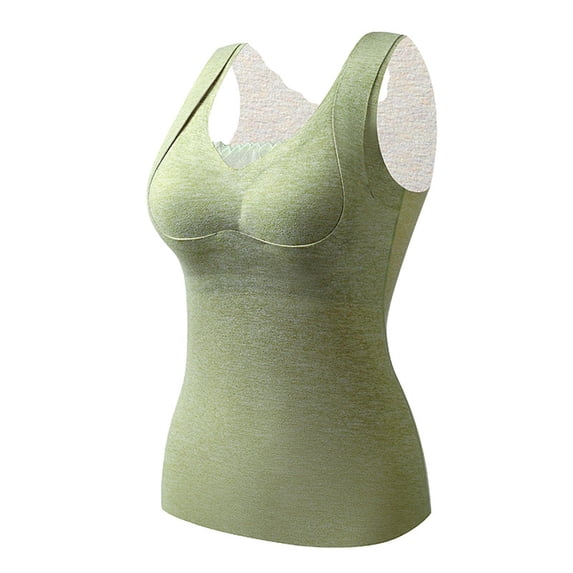 Fengactive Womens Thermal Tank Tops with Built in Bra Underwear High Stretch Sleeveless Comfy Soft Base Layer Vest