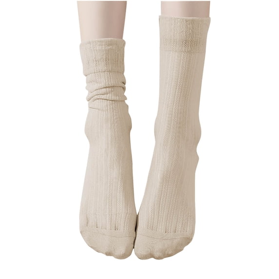 QINGFSAP Womens Ultra Thin Slouch Socks Cooling Lightweight Mid Calf Socks Moisture Wicking Ruched Crew Socks