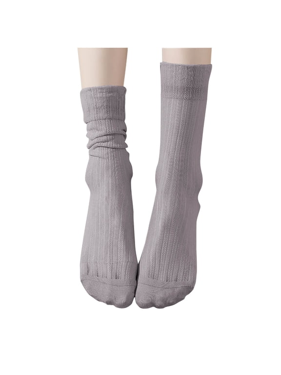 Womens Ultra Thin Slouch Socks Cooling Lightweight Mid Calf Socks Moisture Wicking Ruched Crew Socks