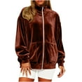 thumbnail image 1 of Fengactive Womens Velour Zip Up Jackets Long Sleeve Fall Oversized Sweatshirt Jacket with Pockets Fashion Clothes, 1 of 4