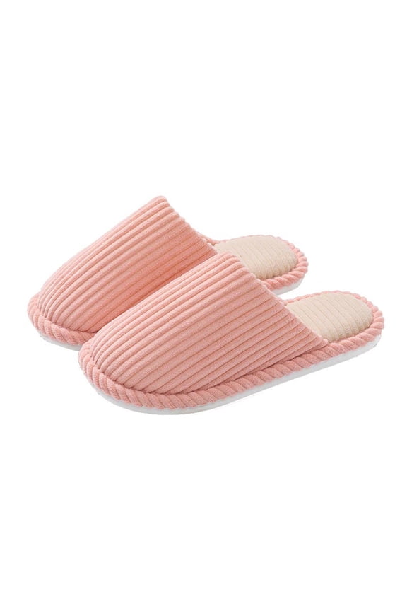 Womens Warm Comfy House Slippers Soft Ribbed Fabric Anti Skid Sole Indoor Slip On Shoes