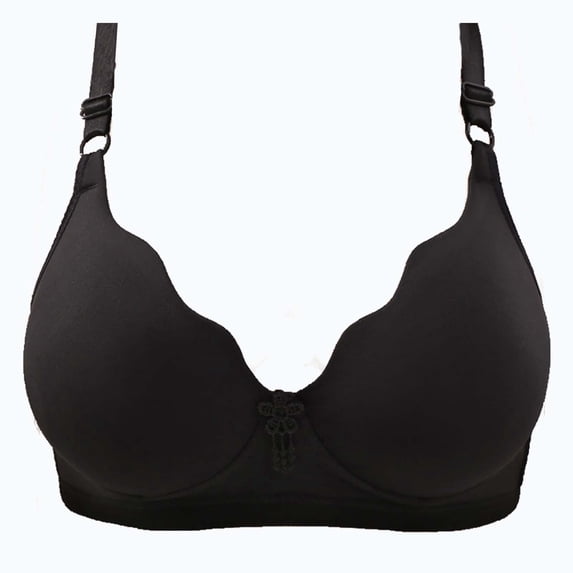 Fengactive Womens Wavy V Neck Push Up Bra No Underwire Soft Bralette Adjustable Strap Comfort Basic Bra