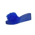 thumbnail image 1 of Fengactive Womens Wedge Open Toe Slippers Textured Pom Pom Upper Braided Side Platform Casual Summer Slides, 1 of 9
