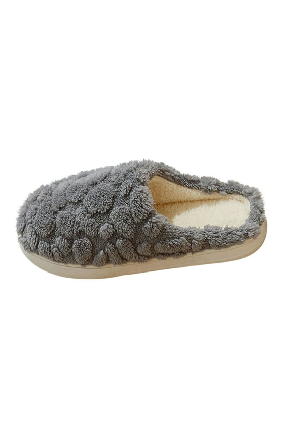 Womens Winter Bubble Textured Plush House Slippers Cute Warm Fleece Lined Indoor Shoes