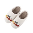 thumbnail image 1 of Fengactive Womens Winter Fall Cute Pattern Embroidered Sherpa Slippers Warm Cozy Foam Indoor House Shoes, 1 of 9