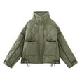 thumbnail image 1 of Fengactive Womens Winter Quilted Coat No Hood Ribbed Padded Jacket Warm Jackets with Pockets, 1 of 4