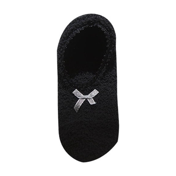 QINGFSAP Womens Winter Warm Fleece Lined Slipper Socks Cozy Non Slip Bow Decoration Low Cut Floor Socks