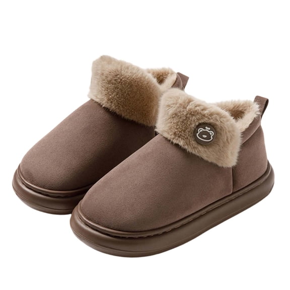 Fengactive Womens Winter Warm Plush Fleece Lined Ankle Slippers Indoor Outdoor Non Slip Thick Sole Home Boots