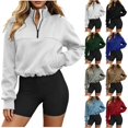 thumbnail image 1 of Fengactive Womens Zip Up Hoodie Long Sleeve Stand Collar with Pockets Loose Fit Casual Sweatshirt, 1 of 9