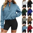 thumbnail image 1 of Fengactive Womens Zip Up Hoodie Long Sleeve Stand Collar with Pockets Loose Fit Casual Sweatshirt, 1 of 8