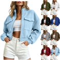 thumbnail image 1 of Fengactive Womens Zip Up Hoodie Short Cropped Long Sleeve with Pockets Casual Fall Winter Jacket, 1 of 6