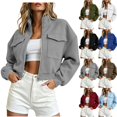 thumbnail image 1 of Fengactive Womens Zip Up Hoodie Short Cropped Long Sleeve with Pockets Casual Fall Winter Jacket, 1 of 6