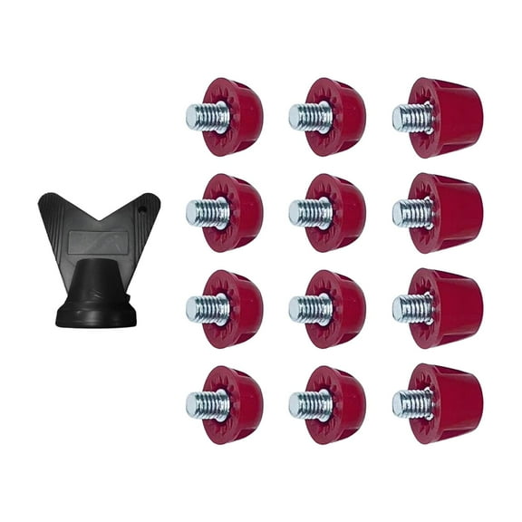 Fengbin 12Pcs Soccer Studs Firm Ground M5 Threaded Non Slip Rugby Shoes Studs for Indoor dark red