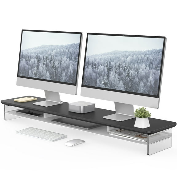 Fenge 42.5 Inches Acrylic Monitor Stand Riser with Metal Storage