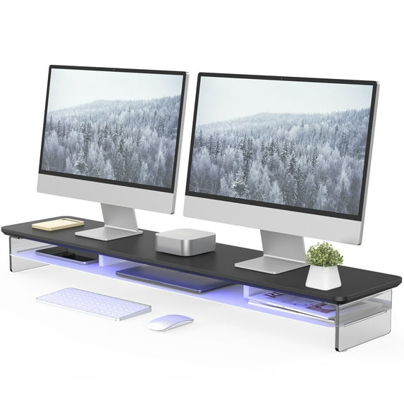 Fenge Acrylic Monitor Stand Riser, 42.5 Inch Monitor Stands Shelf with 12 Color LED Light