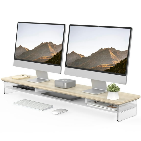 Fenge Acrylic Monitor Stand Riser, 42.5 Inches Dual Acrylic Monitor Stand for 2 Monitors