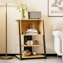 Fenge Bookshelf, 4 Tier Industrial Bookcase, Ladder Book Shelf with Storage Organizer, Small Bookshelves and bookcases for Office, Bedroom, Living Room