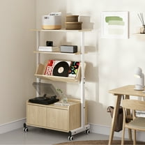 Fenge Bookshelf with Door, 4 Tier Small Bookcase with Storage Cabinet