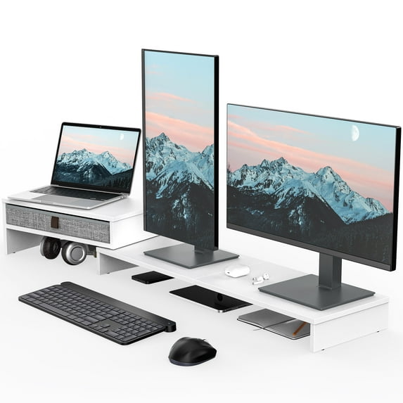 Fenge Computer Monitor Riser Stand with Drawer for 2 or 3 Monitors