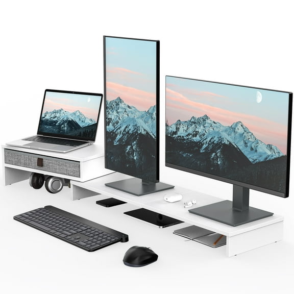 Fenge Computer Monitor Riser Stand with Drawer for 2 or 3 Monitors