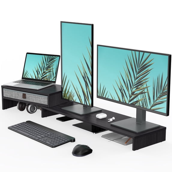 Fenge Computer Monitor Riser Stand with Drawer for 2 or 3 Monitors