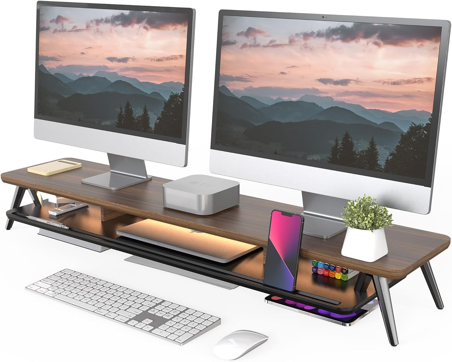 Fenge Dual Monitor Stand Riser (Zwart
