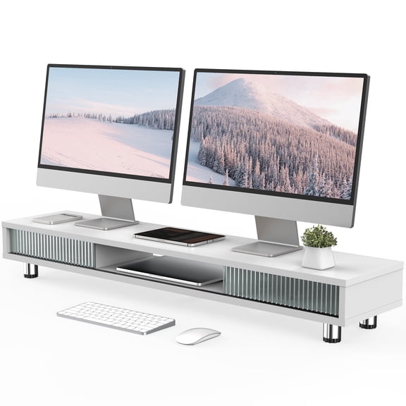 Fenge Dual Monitor Stand, 42.5inch Long Monitor Stands Riser for 2 Monitors