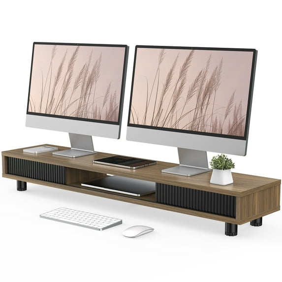 Fenge Dual Monitor Stand, 42.5inch Long Monitor Stands Riser for 2 Monitors