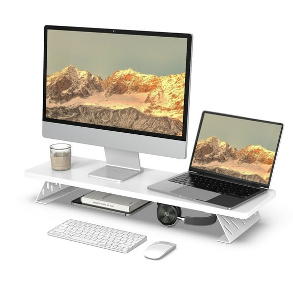 Fenge Dual Monitor Stand Riser, 31.5 inch Long Monitor Stand for Desk