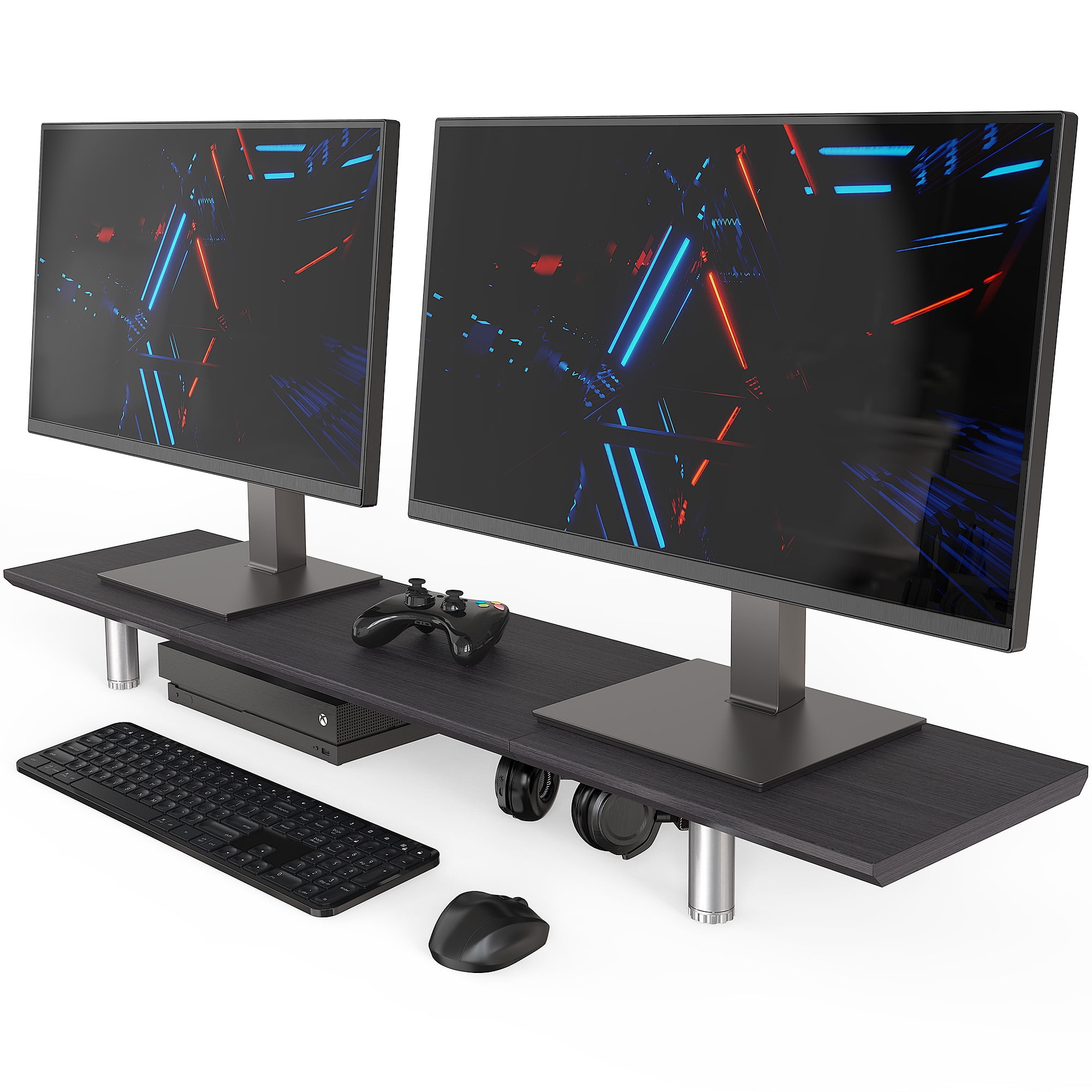 Fenge Dual Monitor Stand Riser, 39.4 Inch Height Adjustable Monitor Riser for Desk,Desk Shelf