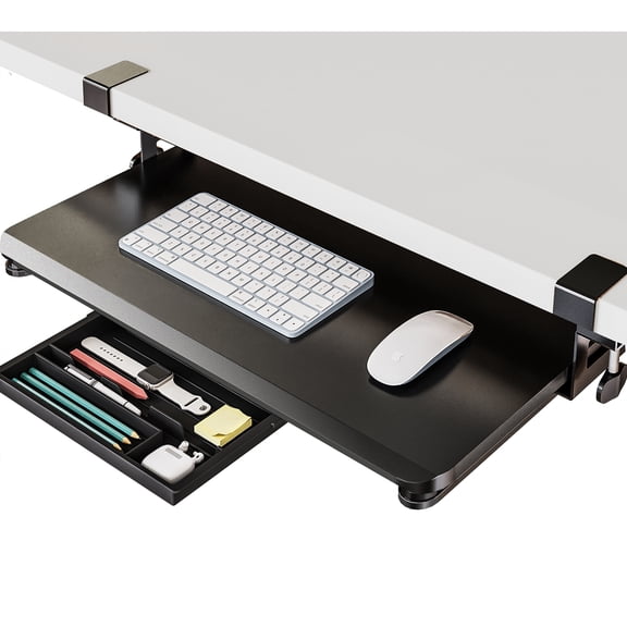 Fenge Keyboard Tray Under Desk, Pull Out Keyboard & Mouse Tray with C Clamp Mount