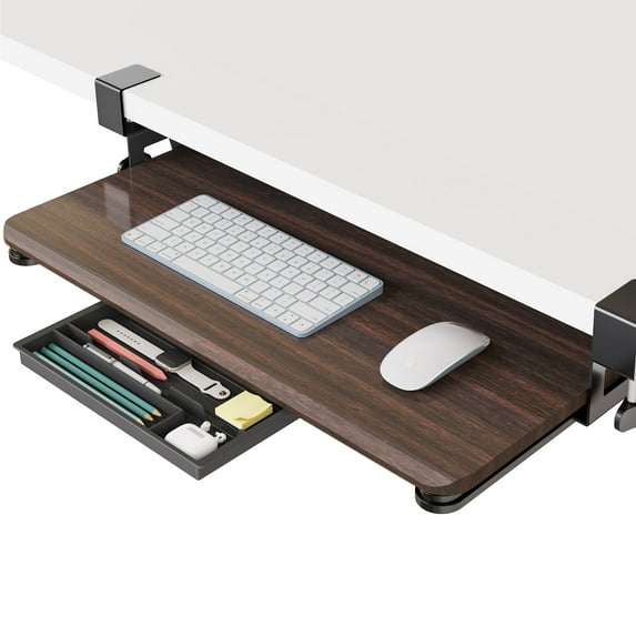 Fenge Keyboard Tray Under Desk, Pull Out Keyboard & Mouse Tray with C Clamp Mount