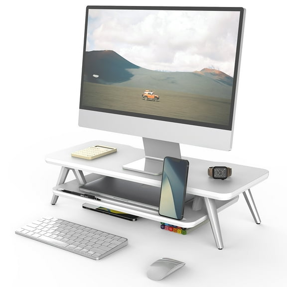 Fenge Monitor Stand, Monitor Stands Riser for Desk, 23.6 Inch Wood Desk Shelf