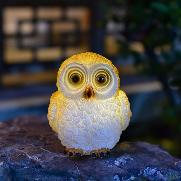 Fengerxian Yard Tools Clearance Animals Simulation Statue Ornament Owl Resin Handicraft Solar Garden Courtyard Decoration LED Light