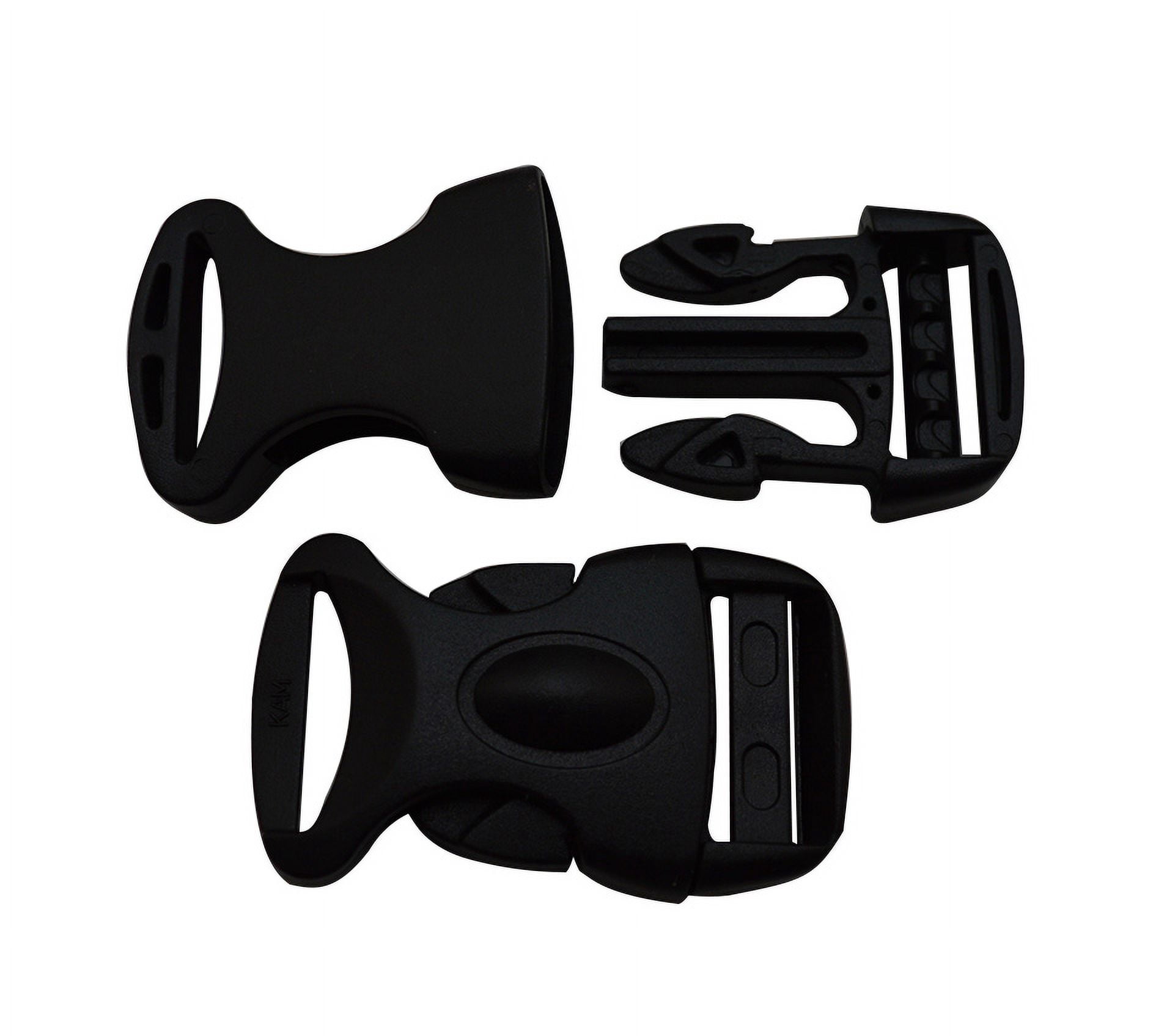 LIHAO 120-Pack 3/8" Black Contoured Side Release Plastic Buckles - For 10mm Webbing, Belts, Backpacks, Collars