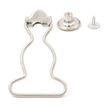 Fenggtonqii Overall Suspender Dungaree Buckles Fastener with No-Sew Buttons 1'' Wide Bottom for Rompers Braces Skirt Garment DIY Silver 4 Sets