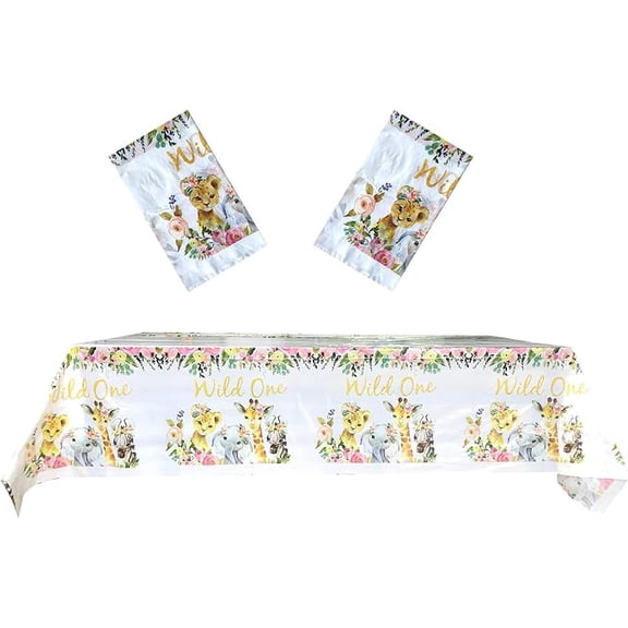 Fenghu 2 Pack Wild One Tablecloth, Wild One Birthday Party Supplies Decorations for GirlWild One Party Table Cover (70.8" x 42.5")