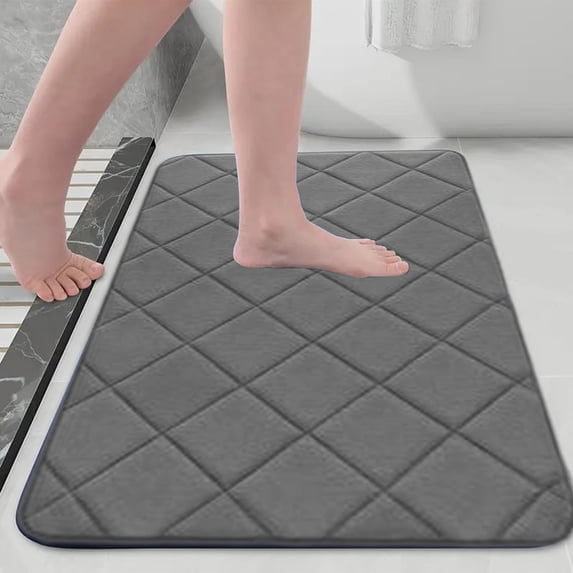 Fengqque 15.7" x 23.6" Absorbent Bathroom Rug Non-slip Machine Washable Bathmat Floor Mats Shower Rugs Room Decoration Accessories