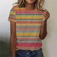 thumbnail image 1 of Fengqque 2025 Modern Women's Casual Round Neck Printed Pullover Short Sleeve T-Shirt, 1 of 4